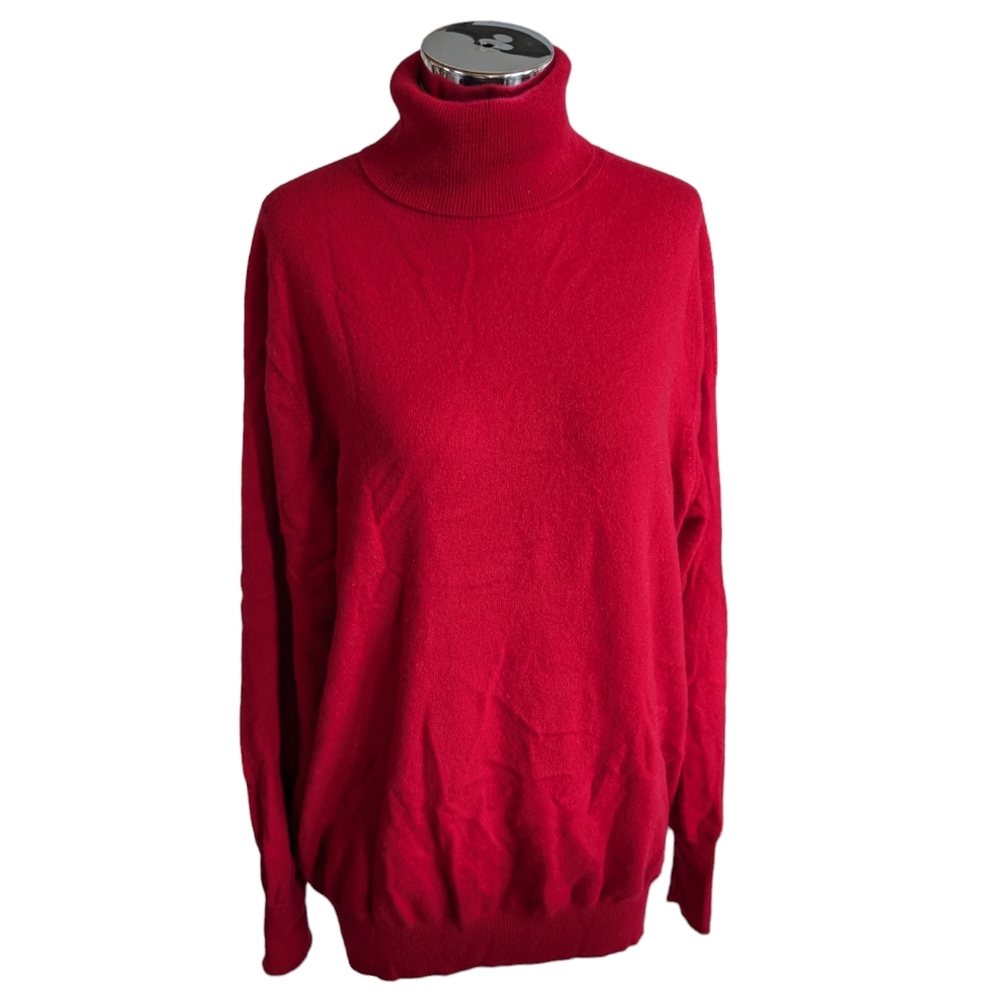 Shephe 100% Cashmere Red Turtle Neck Long Sleeve Sweater Sz XL